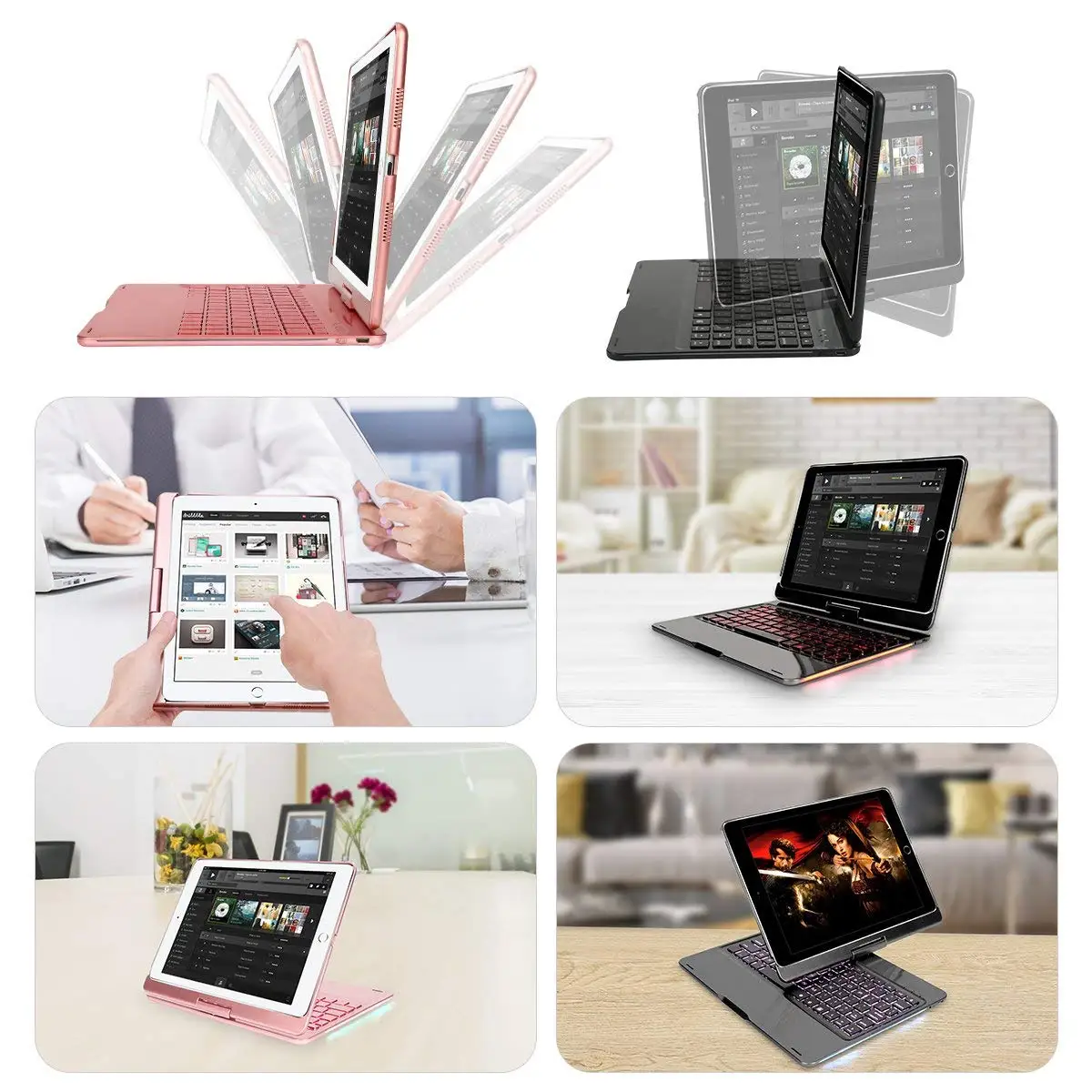 Bluetooth клавиатура с поворотной подсветкой для Ipad 10,5 дюйма 360 градусов