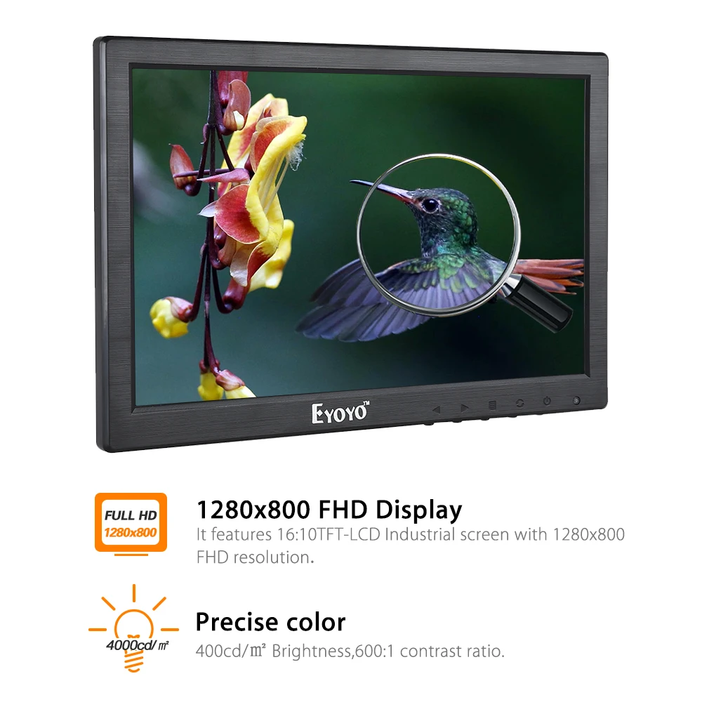 EYOYO EM10A 10 1 &quotips светодиодный HD HDMI монитор 1280*800 VGA Видео Аудио со встроенными