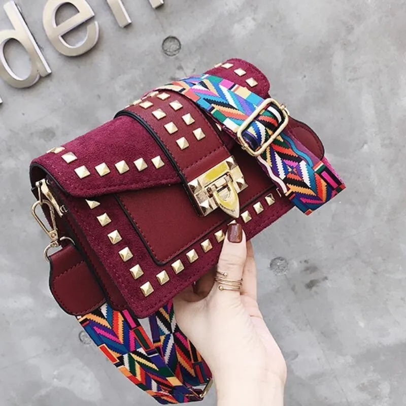 Красный Роскошные сумки женские сумки дизайнерские Sac основной Femme кошелек и сумки известный бренд заклепки сумки через плечо для женщин Bolso Mujer - Цвет: Красный