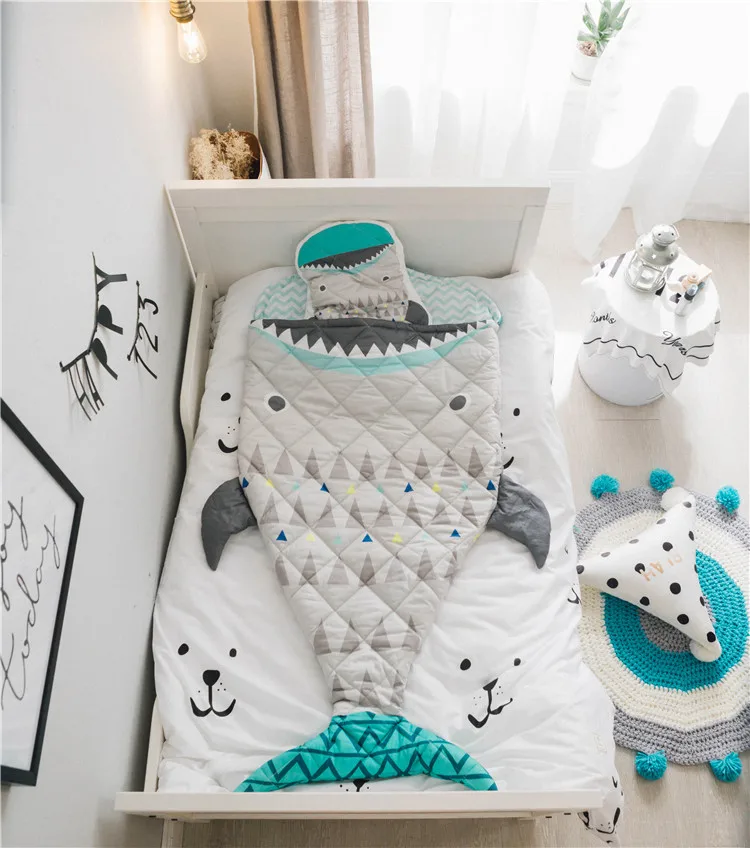 baby shark Домашний спальный мешок для детей, чистый хлопок, для мальчиков и девочек, fleabag, с мультяшным принтом «mothercare», для детей 0-8 лет, 70*150 см - Цвет: baby shark