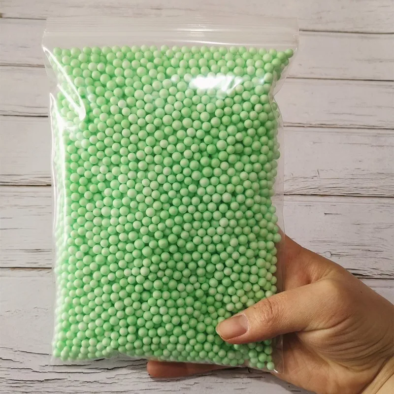 Grass Green 15g 15 г 4-6 мм кофейно-коричневые шарики из пены для шоколада, бусины для слаймов, наполнитель для частиц грязи, клейкие аксессуары, антистрессовые игрушки - Цвет: Grass Green 15g