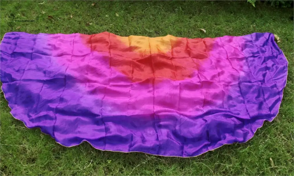 Design 100% Real Silk Belly Dance Veil Cheap Purple Gradient Veils Semicercle Wholesale 250*114cm Yellow Rose | Тематическая одежда