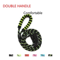 double handle round rope multi color reflective dog leash comfortable medium to large size