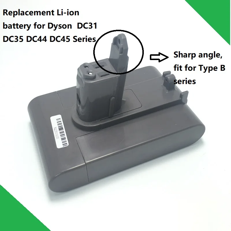 

22.2V 3000mAh Replacement Li-ion Battery Adapter for Dyson DC31 DC35 DC44 DC45 Series Cordless Vacuum Cleaner Sharp Angle Charge