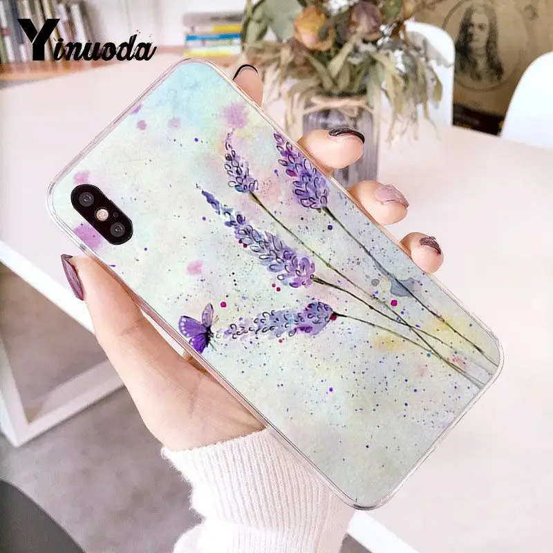 A3 Yinuoda акварельный цветок Одуванчик Лотос Лаванда Coque Shell чехол для телефона для iPhone 8 7 6 6S Plus 5 5S SE XR X XS MAX 10 - Цвет: A3
