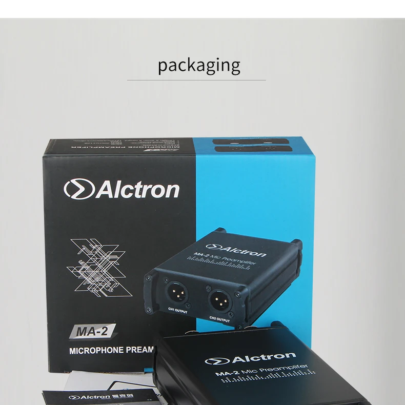 Alctron MA-2 профессиональный микрофонный предусилитель двухканальный микрофонный усилитель для ленты и динамического микрофона