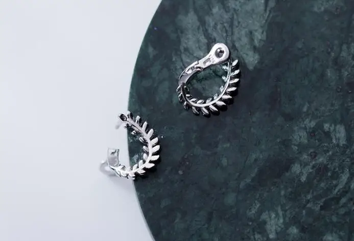 1 пара подлинные 100% серебряные серьги подвески с листочками ювелирное изделие в