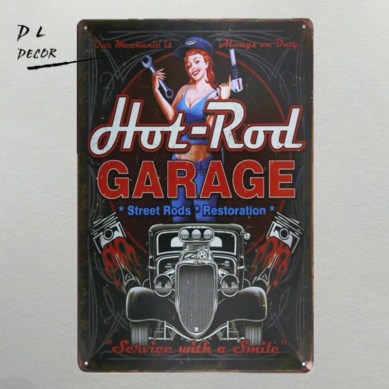 DL hot rod garage металлический знак винтажные кресты Настенный декор домашний булавка