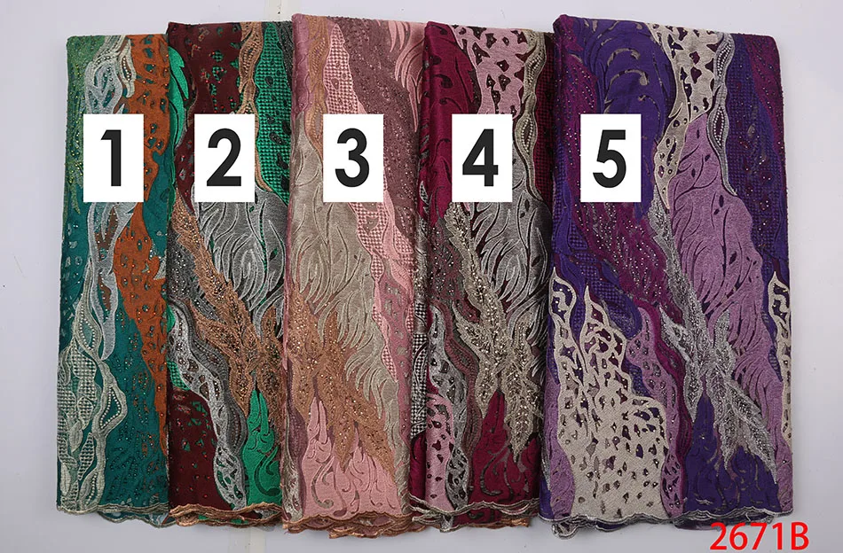 African Lace Fabric 2019 Latest French High Quality Tulle Embroidery Nigerian Cotton Laces with Stones KS2671B-5 | Аксессуары для