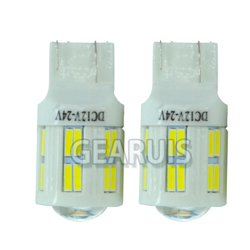 100 шт. T20 W21/5 Вт 7443 7444NA Керамика 28 SMD 7020 светодиодный 7440 230MA лампы для задние стоп