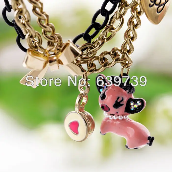 Оптовая цена милый детский блестящий браслет с подвеской|bracelet charms|pig braceletcharm bracelet