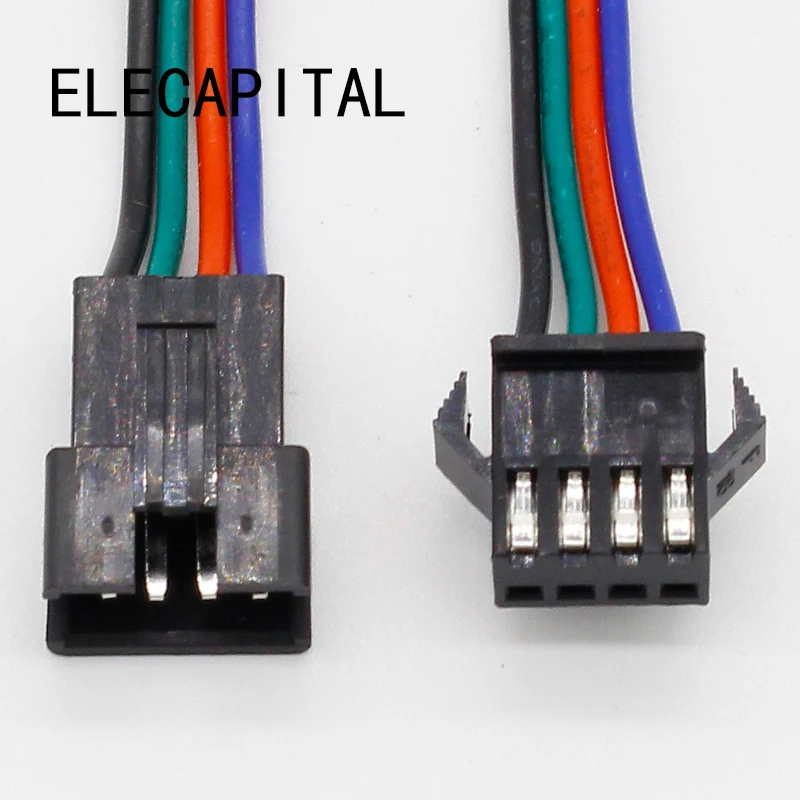 Оптовая продажа 10 пар 4pin JST разъем мужской женский кабель для SMD 5050/3528 RGB цветная