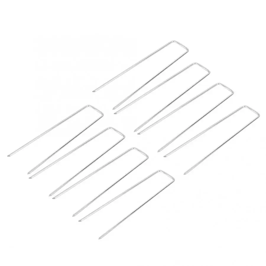 splitpennen 100Pcs Stainless Steel Ground Garden Staple Pins Weed Barrier Fabric Stake Fixed Accessories screw pins |