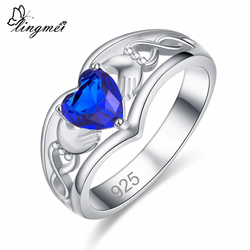 Lingmei Claddagh Стиль свадебное ювелирное изделие в виде сердца для женщин Мульти Цвет