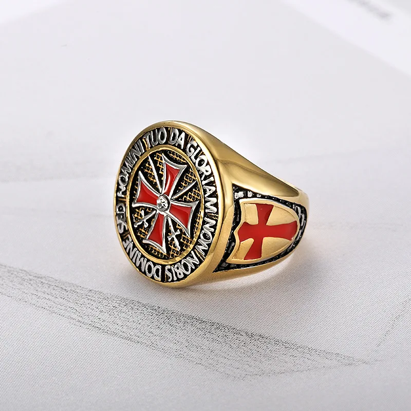 Мужское эмалированное кольцо-крест из нержавеющей стали | Украшения и аксессуары