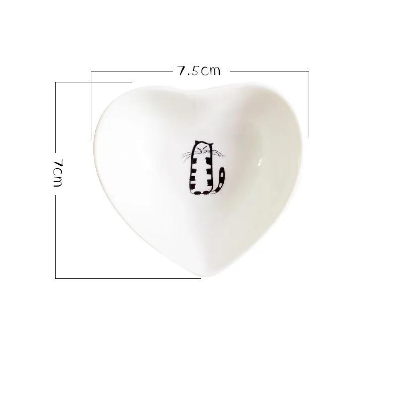 Heart B Любящее сердце или квадратная миска для соуса, кошачий керамический уксус, приправа для масла, блюдо, мини соус, соль, закуска, маленькая тарелка для кухни, гаджет - Цвет: Heart B