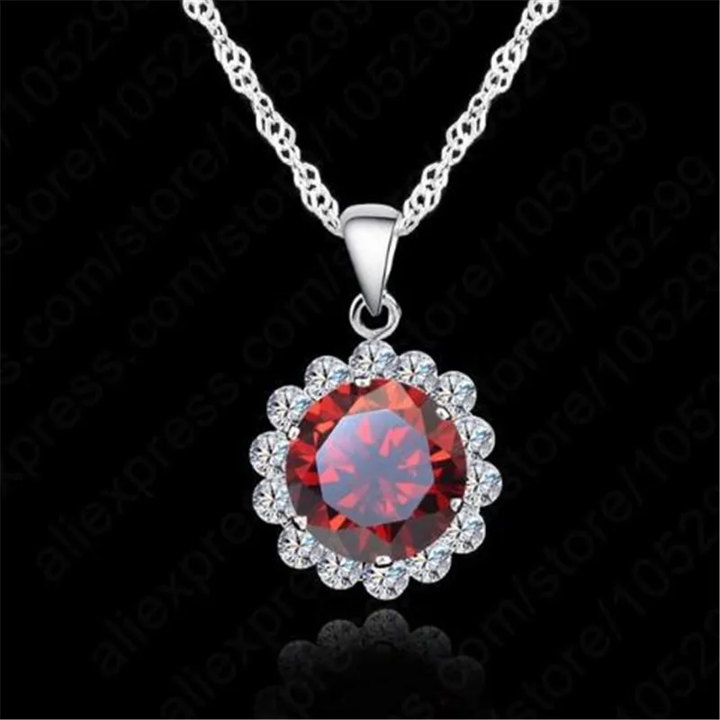 Fashion 925 Sterling Silver Chain Woman Wedding JewelryCubic Zirconia Necklace Pendants Crystal Lovely Necklaces | Украшения и