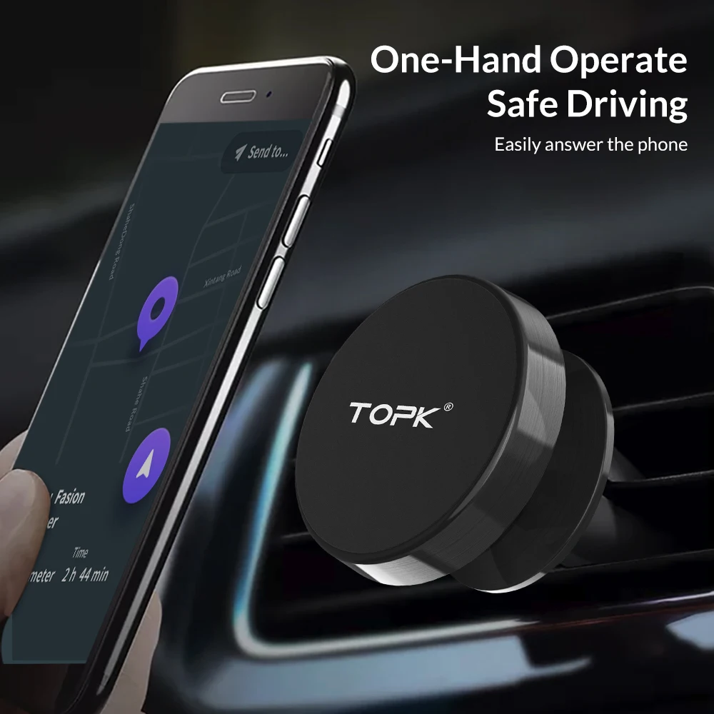 Универсальный магнитный автомобильный держатель TOPK для мобильного телефона, вращение на 360 градусов, крепление на вентиляционное отверстие для iPhone Xs Max 8 7 6 для samsung Galaxy S9