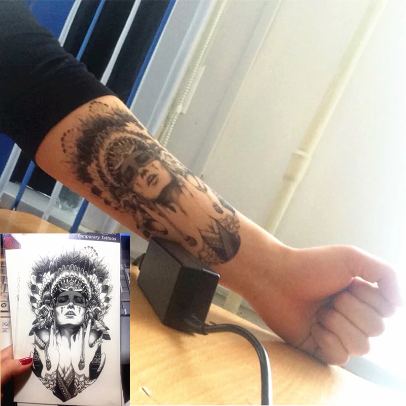 SHNAPIGN индийский воин временная татуировка для боди арта наклейка s 12*20 см