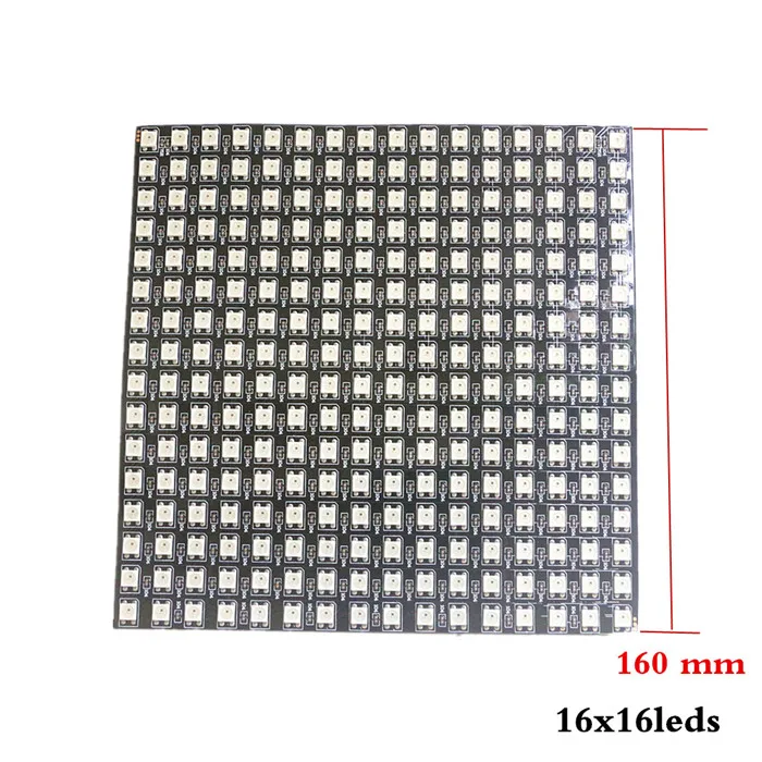 16x16cm 256leds WS2812b светодиодный панельный чип-светильник 8x8/8x32/16x16 пикселей WS2812 полноцветный светодиодный Пиксельная Панель цифровой гибкий экран - Испускаемый цвет: 16x16cm 256leds