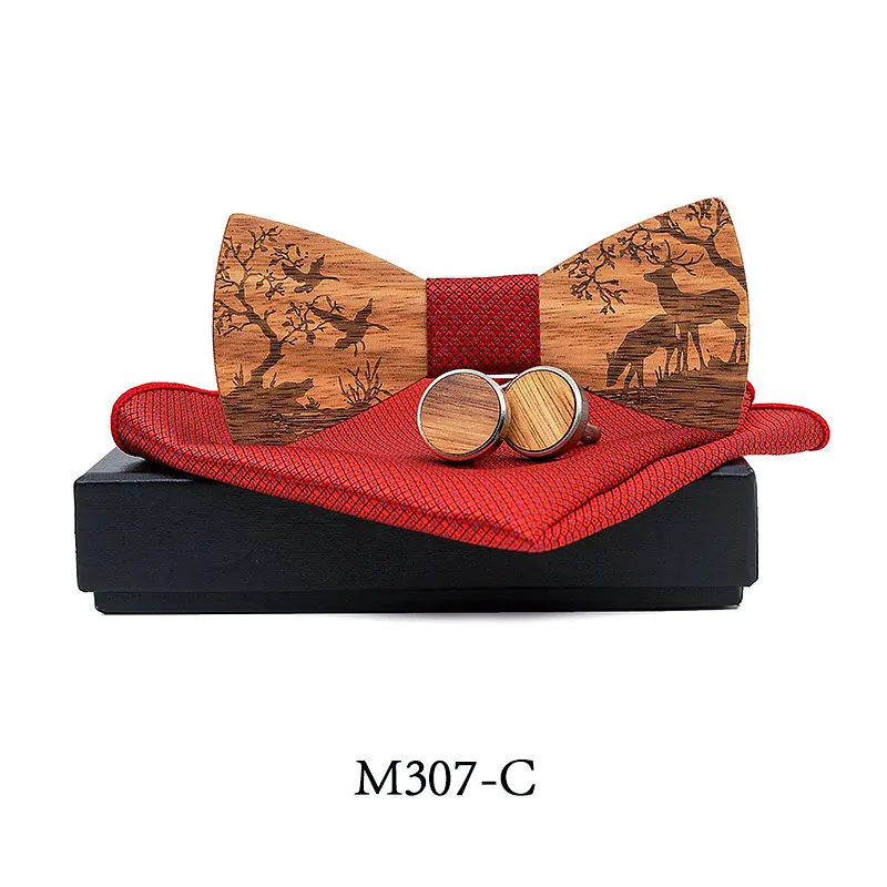 1 комплект деревянный галстук бабочка с вырезами и запонки|Зажимы для галстука