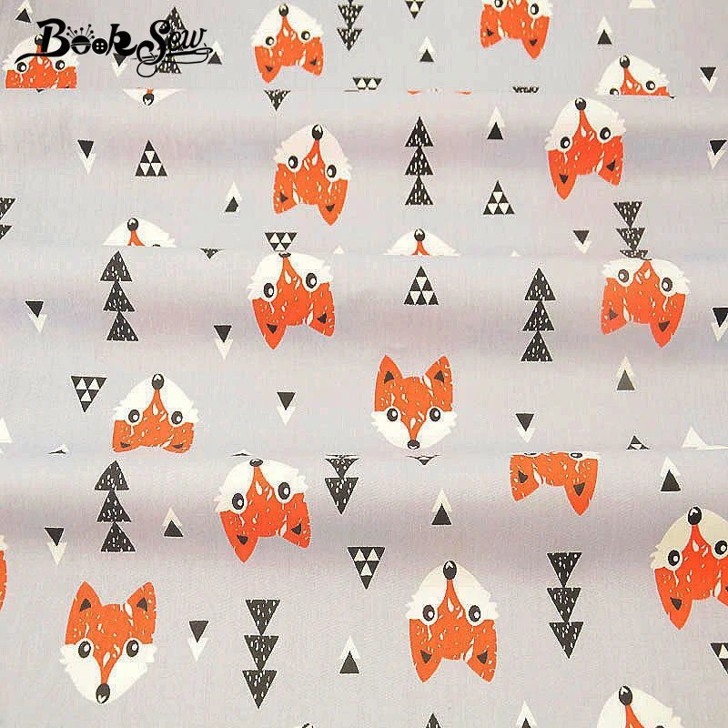 Booksew хлопчатобумажная стеганая ткань для детей DIY лоскутное шитье лисы узор ткань серый Tecido материал тканевый измеритель ткани платье