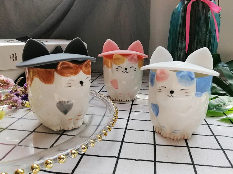 Милая 3D керамическая кофейная кружка с котом, японская фарфоровая чашка с рисунком котенка, чашка для питья сока, кофе, молока, чая, чашка, подарок