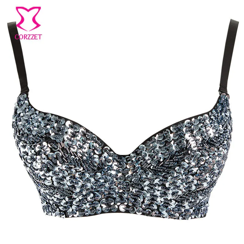 Бюстгальтер с пуш-апом женский бусинами и блестками | Женская одежда