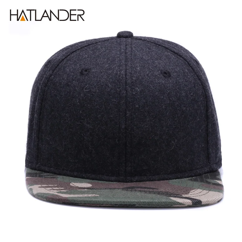 HATLANDER Высококачественная шерстяная бейсболка, простая камуфляжная бейсболка и шапка, мужская и женская Зимняя кепка с плоскими полями, Кепка в стиле хип-хоп