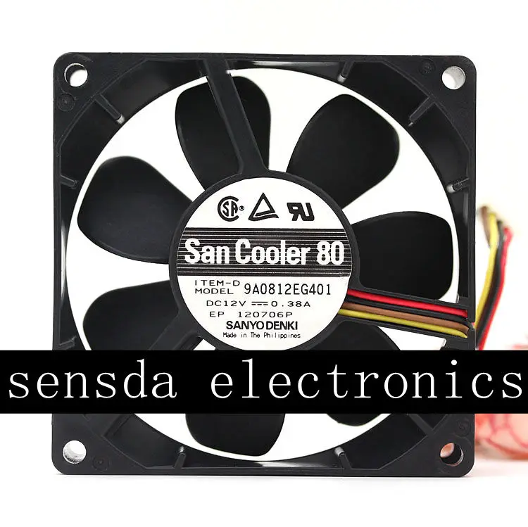 Оригинальный Для Sanyo новый 8025 8 см вентилятор шасси 12V 0.38A 9A0812EG401 двойной шар 80*80*25