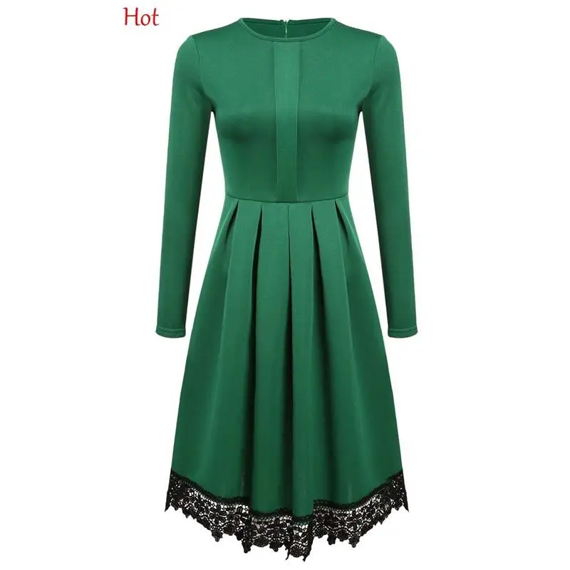 Качественное элегантное OL женское кружевное платье трапециевидной формы с