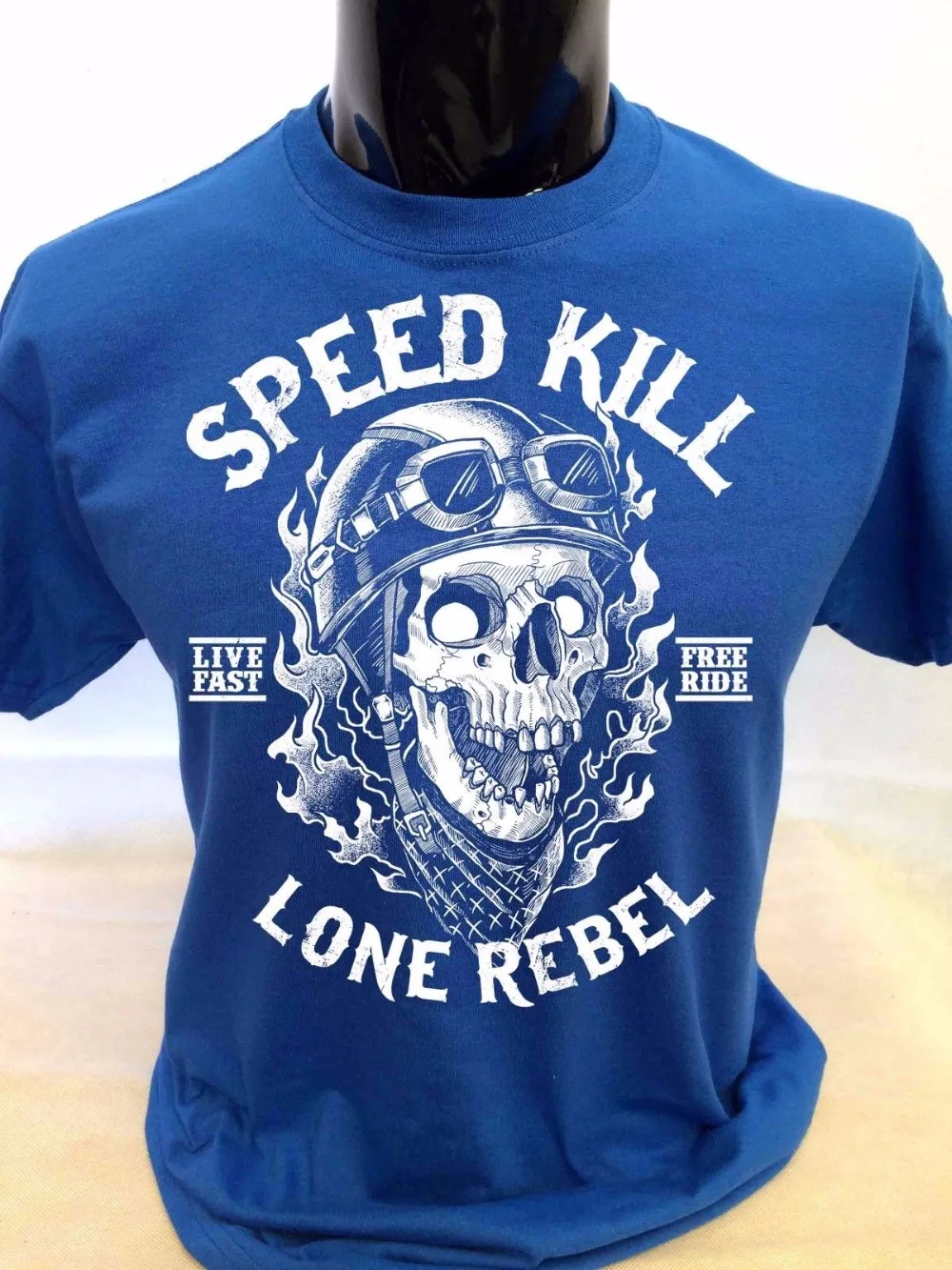 

2019 Fashion Ment Shirt Summer Style Speed Kill Lone T-Shirt Mens S-3Xl Biker Tee Motorcycle Rock Biker Skull Tee Shirt