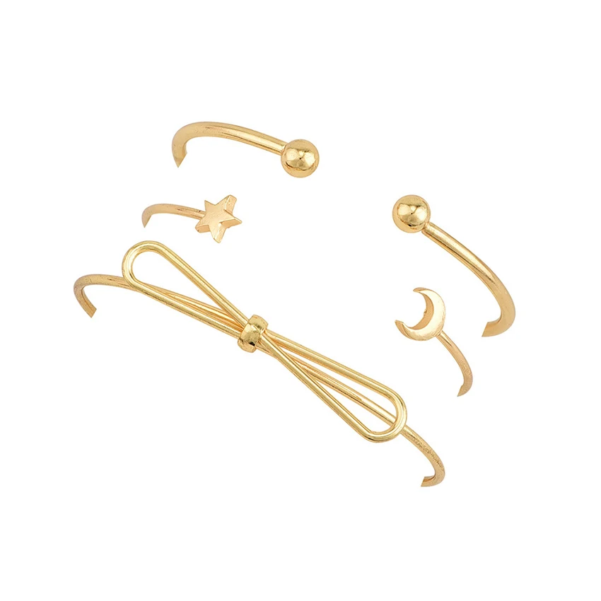 Простой Moon Star браслет для женщин с бантами Femme браслеты жёсткий feminina pulseras mujer