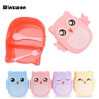 Ланч-бокс в форме мультяшной совы, портативный контейнер для еды с ложкой для детей, школьный бокс для хранения пищи для пикника на открытом воздухе