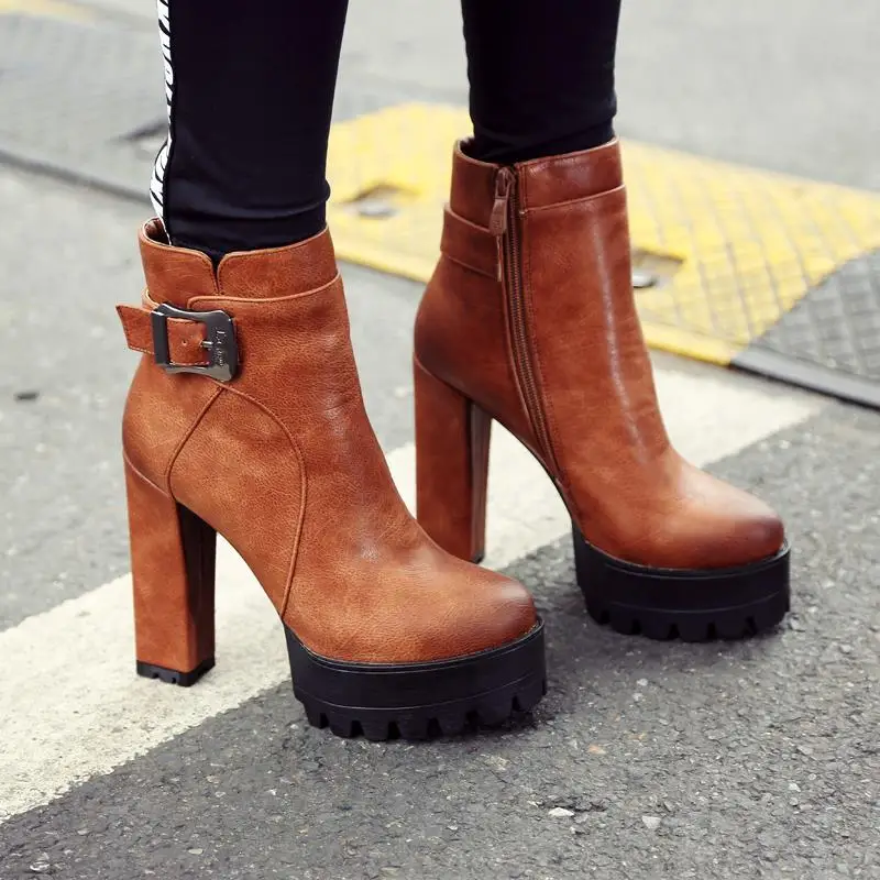Женские ботильоны на платформе и толстом высоком каблуке размеры 34 42|shoes fashion|boots