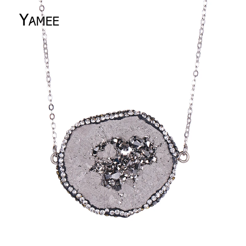 Уникальный необработанный минеральный нерегулярный кулон агатес Druzy