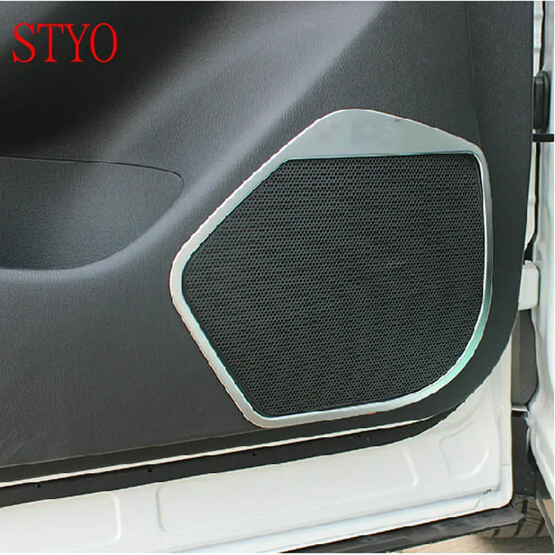 

STYO Car ABS Chrome Car door Speaker ring cover interior frame decoration for LHD 2013-2015 MAZDAS CX5 CX-5