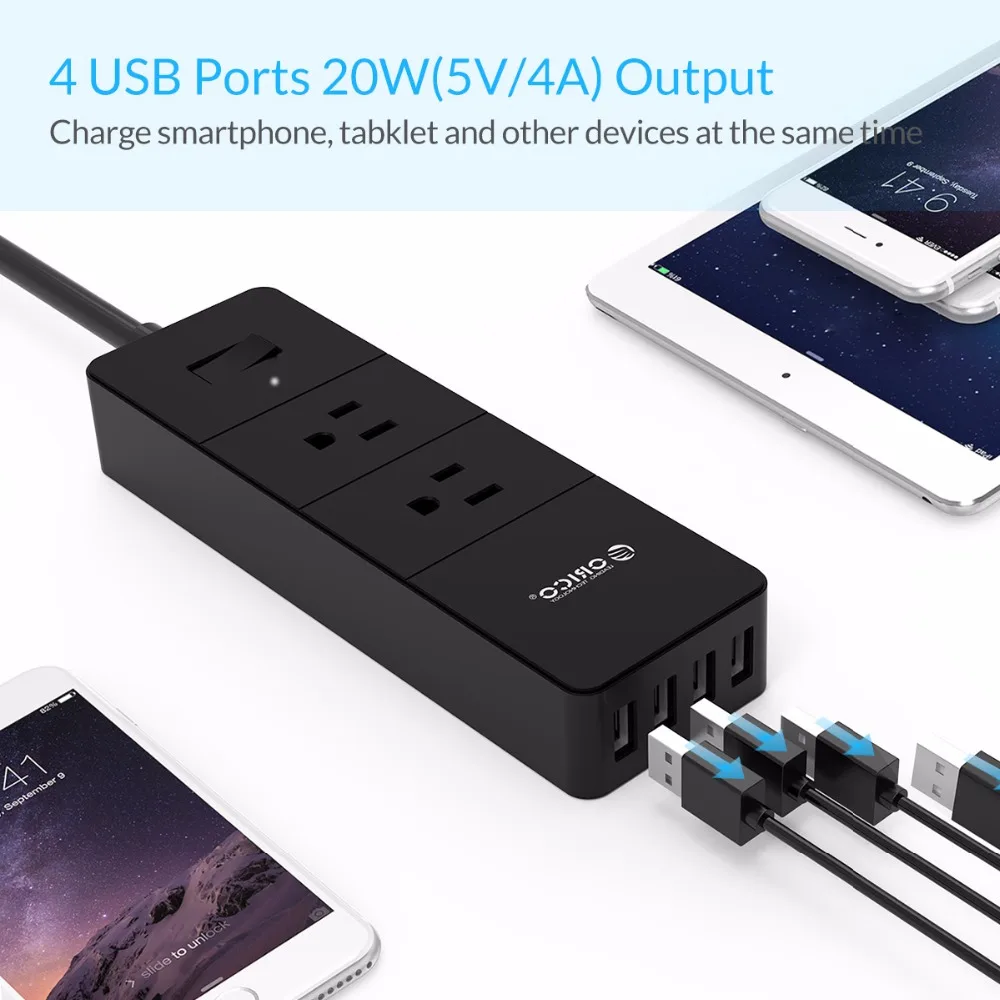 ORICO 4 USB защита от перенапряжения разъем питания для смартфона Интеллектуальное
