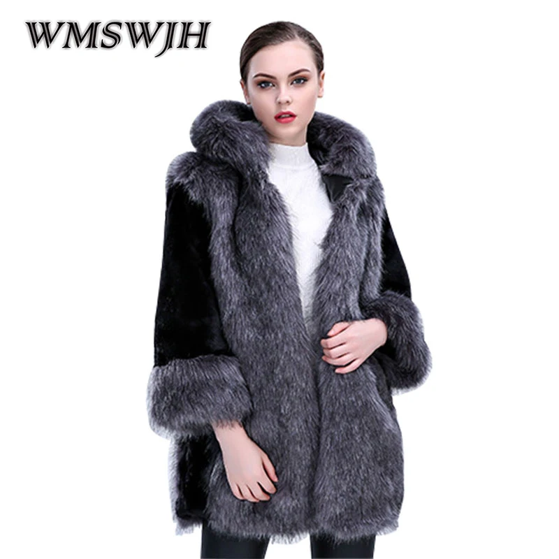 Wmswjh модное мужское меховое пальто осень зима новинка женское длинное