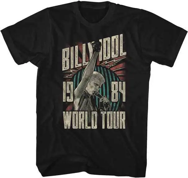 Билли Idol 1984 World Tour взрослых Футболка панк рок музыки|Мужские футболки| |