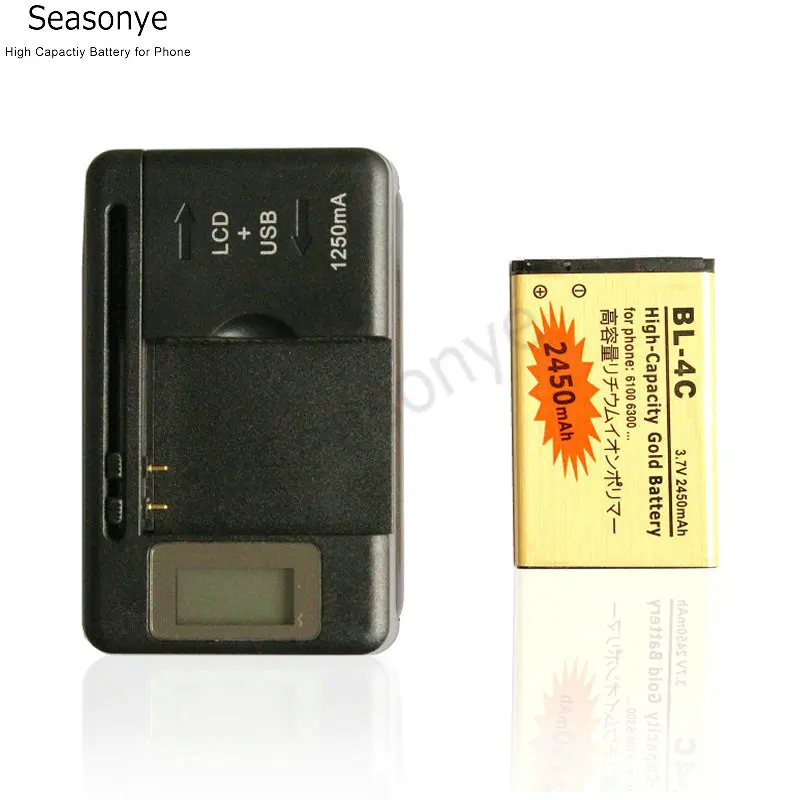 Seasonye 2450mAh BL 4C / BL4C Gold запасной аккумулятор + ЖК зарядное устройство для Nokia 6100 6300 2220s