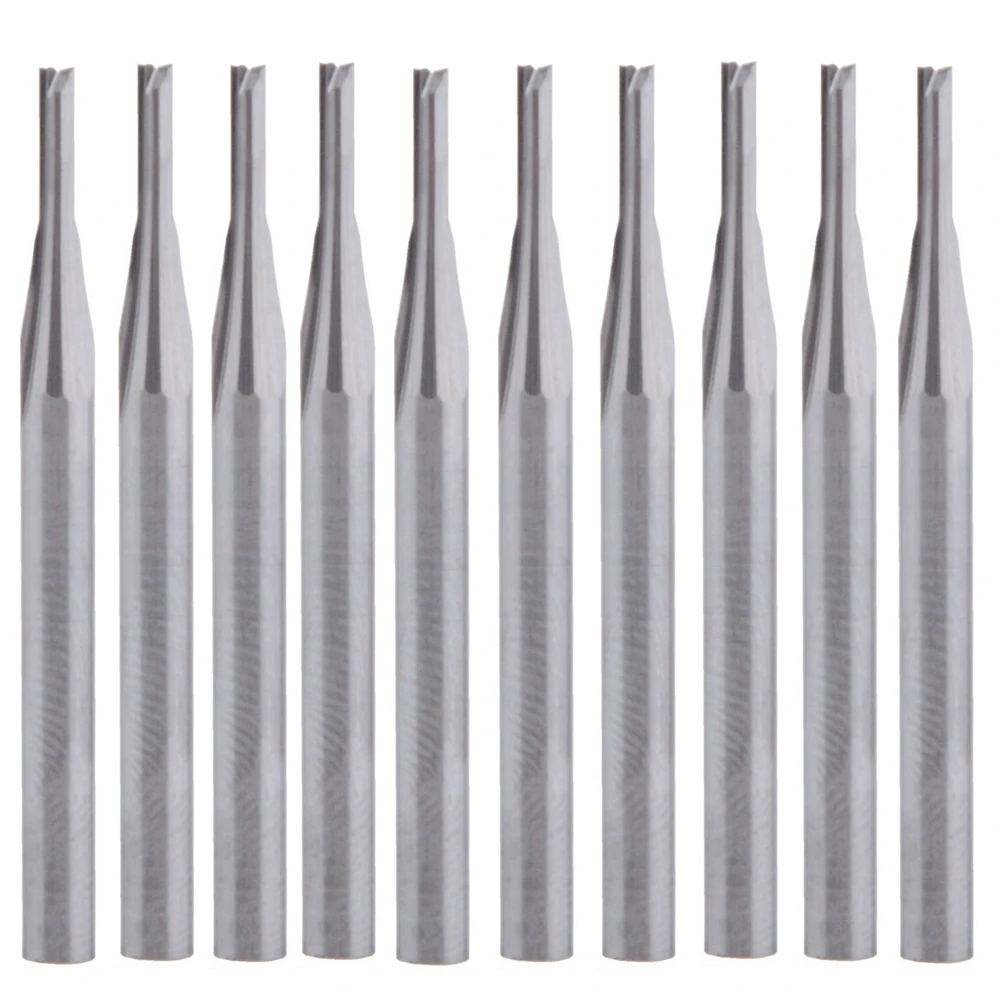 

10pcs 3.175*1.5*6MM Two Straight Flute CNC Milling Cutter Carbide CNC Router Bit for Wood Engraving CNC Machine