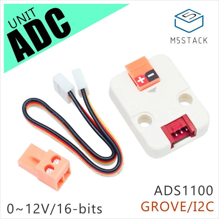 

M5Stack официальный блок ADC 16 бит I2C Модуль ADS1100 от 0 В до 12 В аналогово-цифровой преобразователь макетная плата