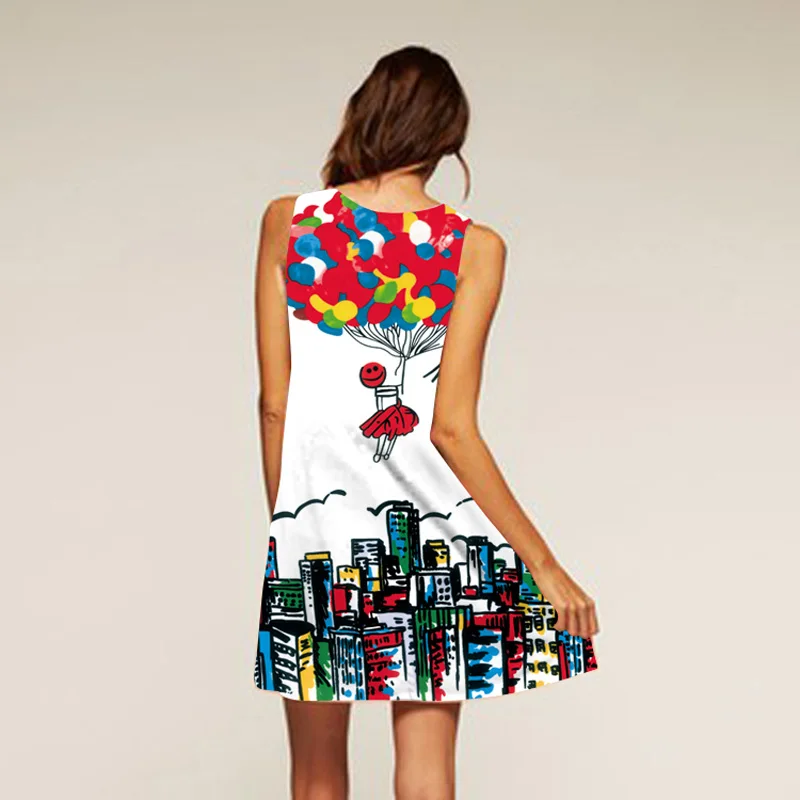 Женское короткое платье с круглым вырезом свободное повседневное