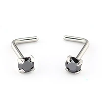 nose ringsstuds 316l stainless steel titanium with 2 5mm black aaa zircon body jewelry