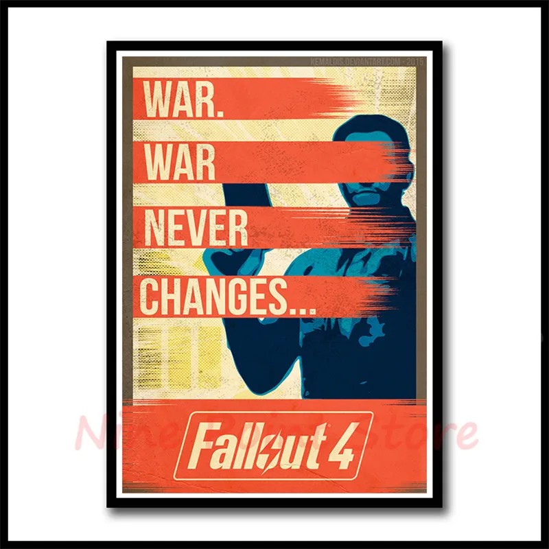 Игровой плакат Fallout, бар, детская комната, домашний декор, игровой рисунок, покрытая настенная бумажная наклейка, декоративные наклейки на стены, бескаркасные - Цвет: Синий