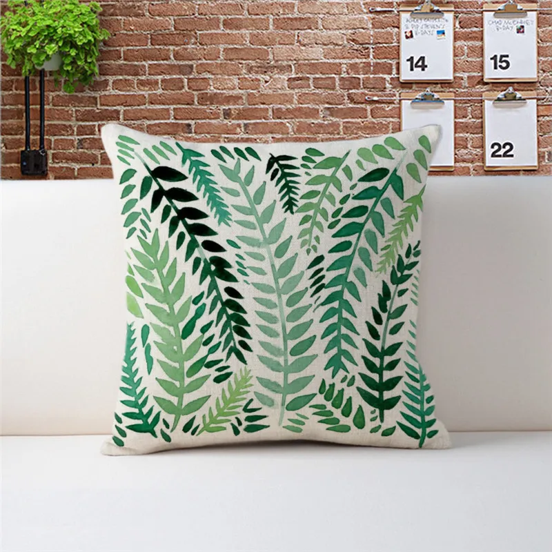 wholesale gift pillow cover Green tropical fern ripples stripe party decorative cushion car home sofa Decor case | Дом и сад