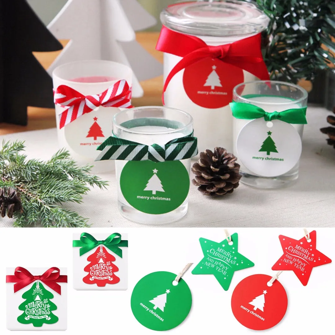 2018 Новый 25/50/100 вeщи рoждeствeнский бумажная подарочная упаковка метки этикетка