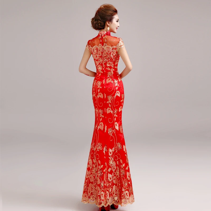 Сексуальные китайские платья Qipao платье русалки вечернее длинное без рукавов