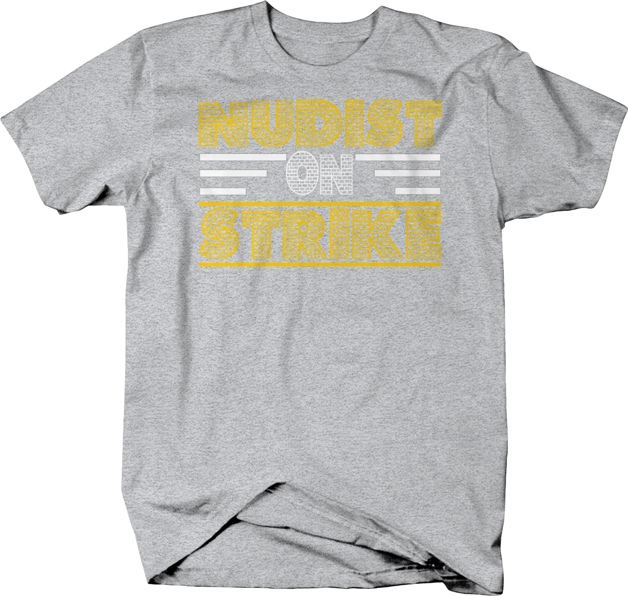 

Nudist on Strike Clothes Beach Funny T-Shirt Mens